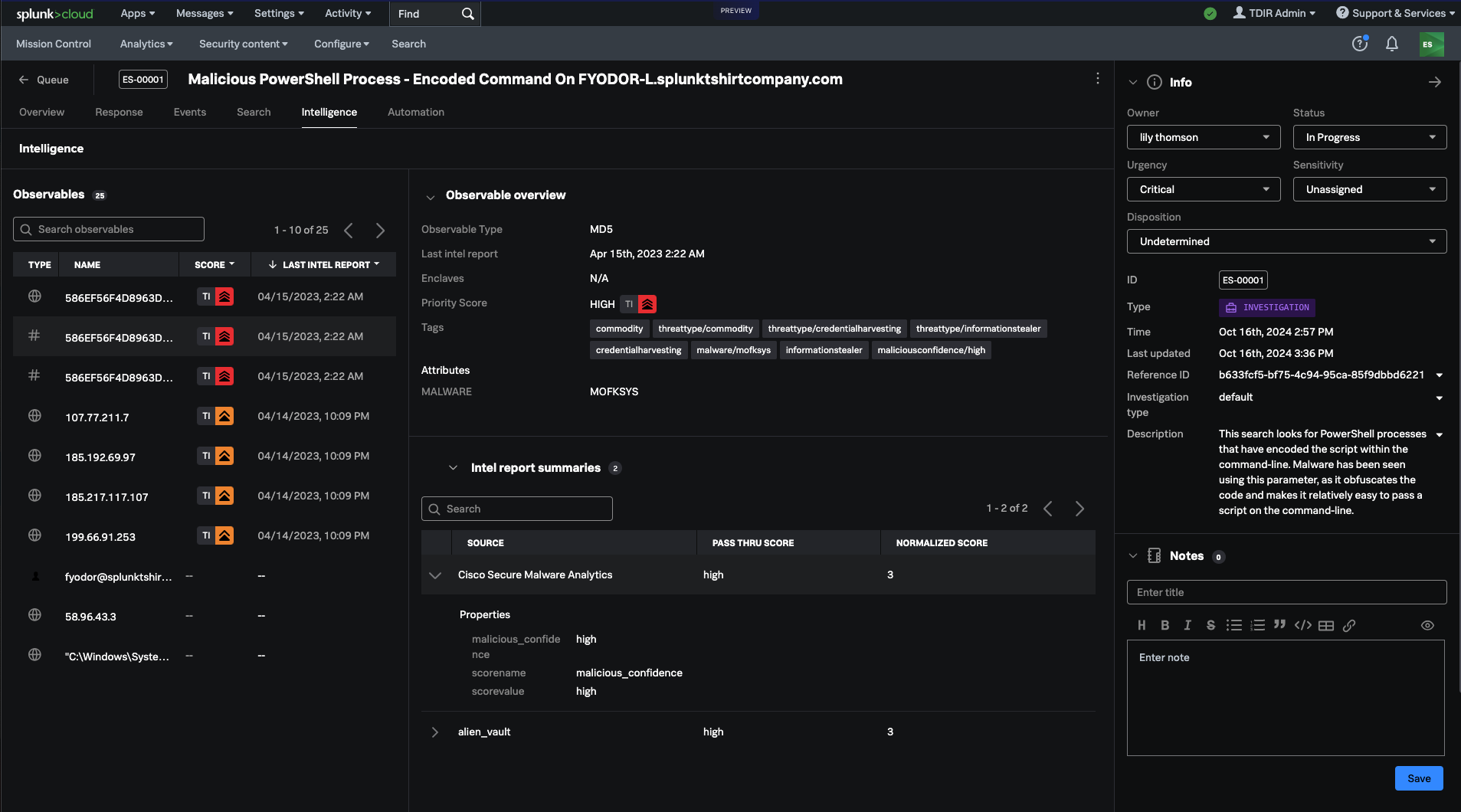 Splunk Enterprise Security 界面 4
